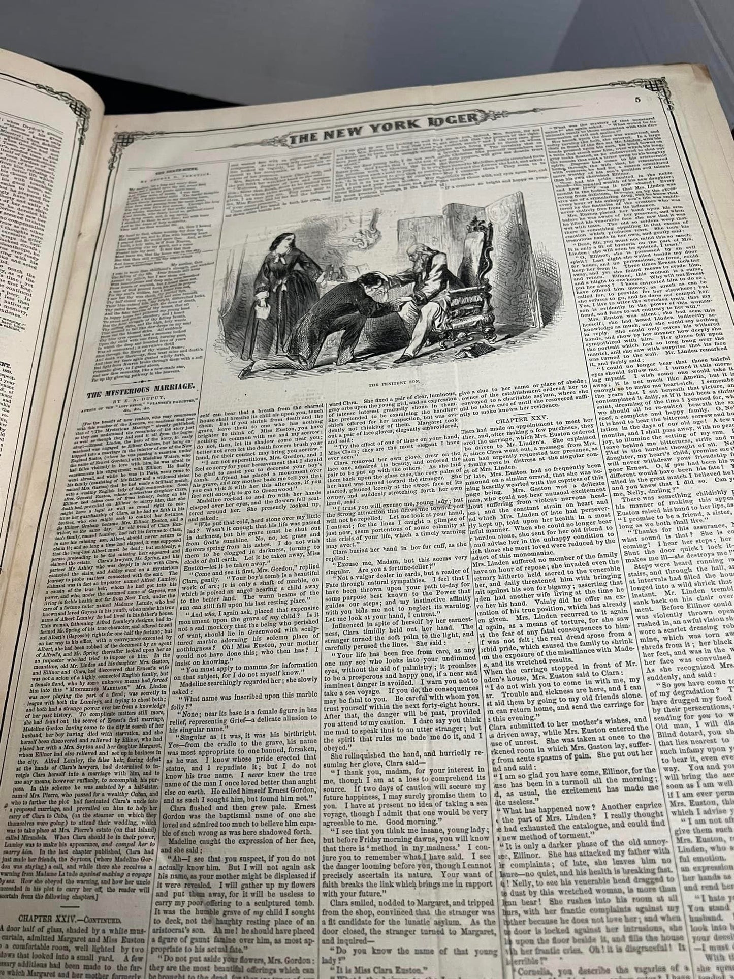 Antique 1861– civil war era —year bound The New York ledger Massive 21 x 14 history magazine illustrated