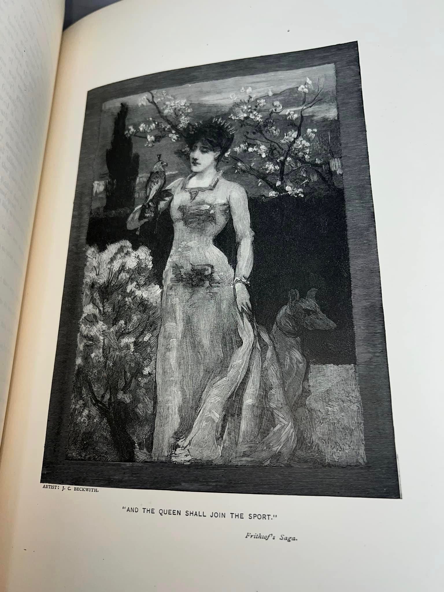 Antique Victorian poetry henry wadsworth Longfellow folio illustrated