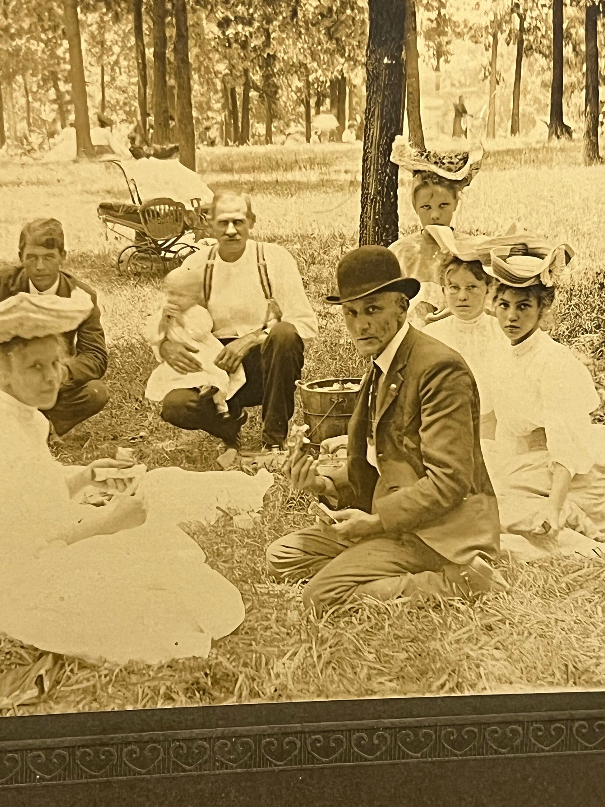 Antique Victorian photo 1890s picnic in the park vintage photograph