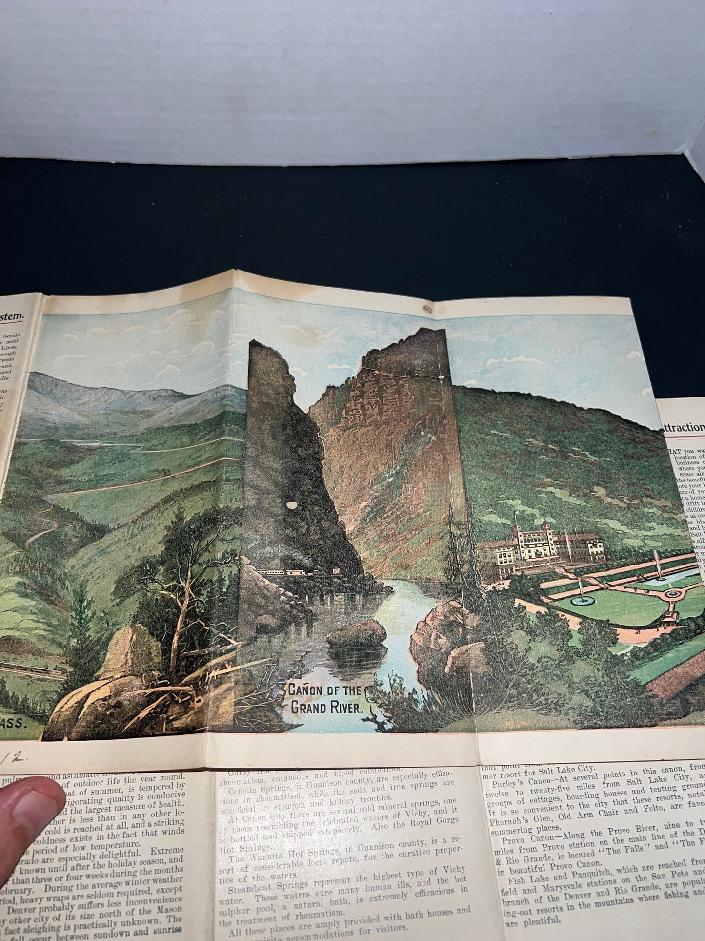 Antique Victorian railroad map tourist guide Denver & rio grande system panoramic lithograph views - scarce 1890s