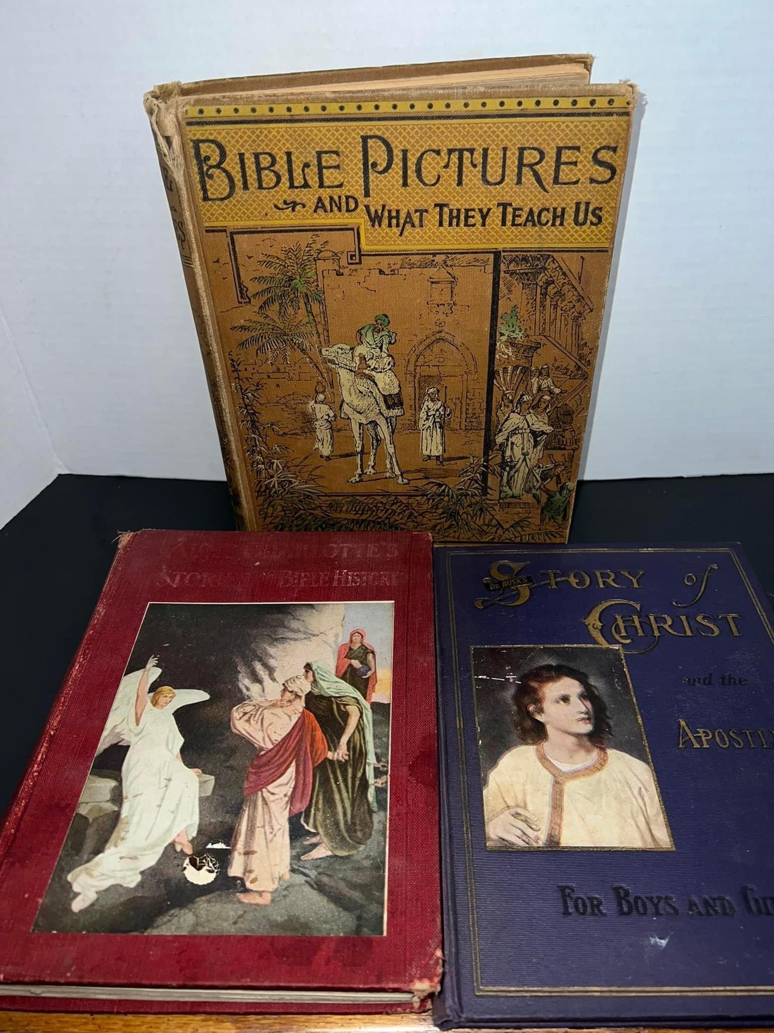 Antique Victorian Religion lot 3 early 1900s books illustrated bible stories