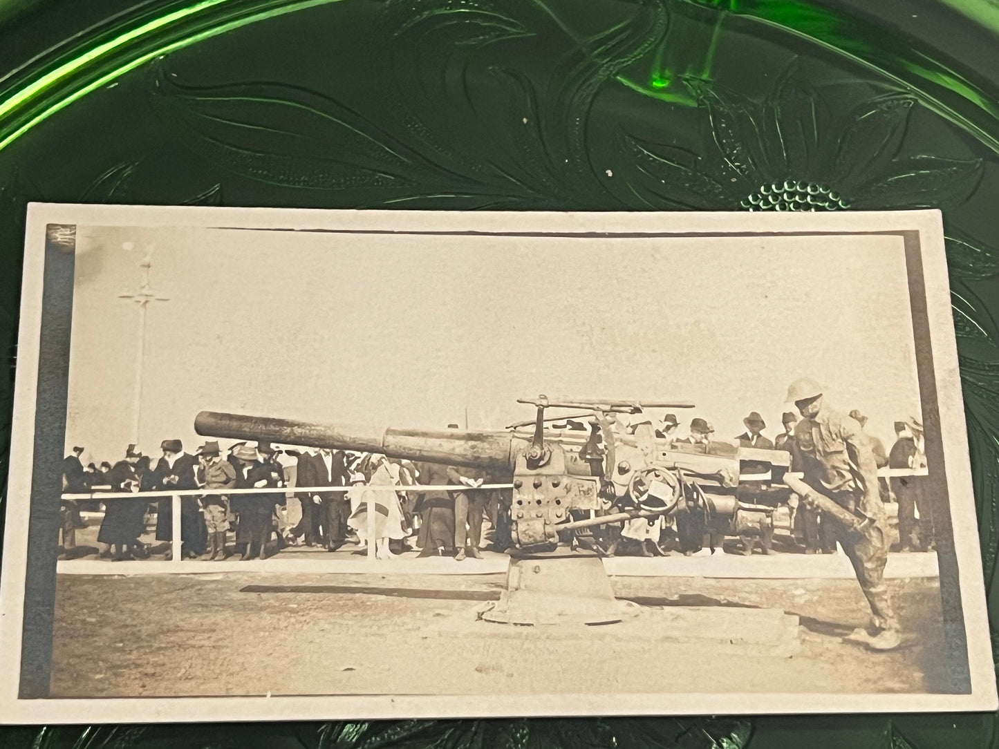 Antique real photo postcards rppc ww1 era military downed plane anti air craft cannon