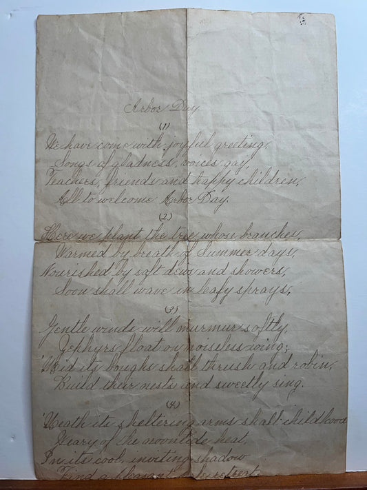 Antique civil war era 1860 handwritten poem Arbor Day 1800s poetry